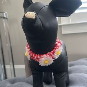 Daisy red gingham plaid scrunchy headband soft‎ collar for dogs XS NWT
